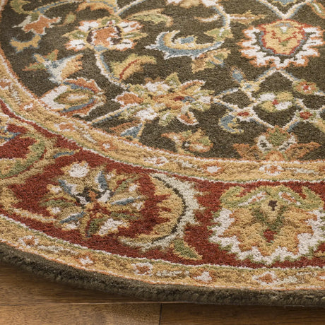 Safavieh Classic 5'-0" x 5'-0" Rug in Dark Olive / Red