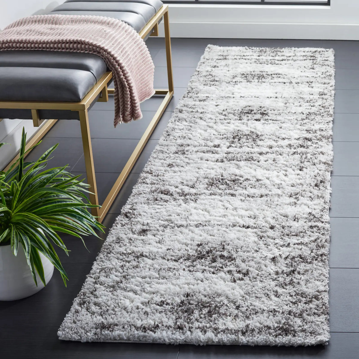 Safavieh Berber Shag 2'-3" x 8'-0" Rug in Grey / Dark Grey