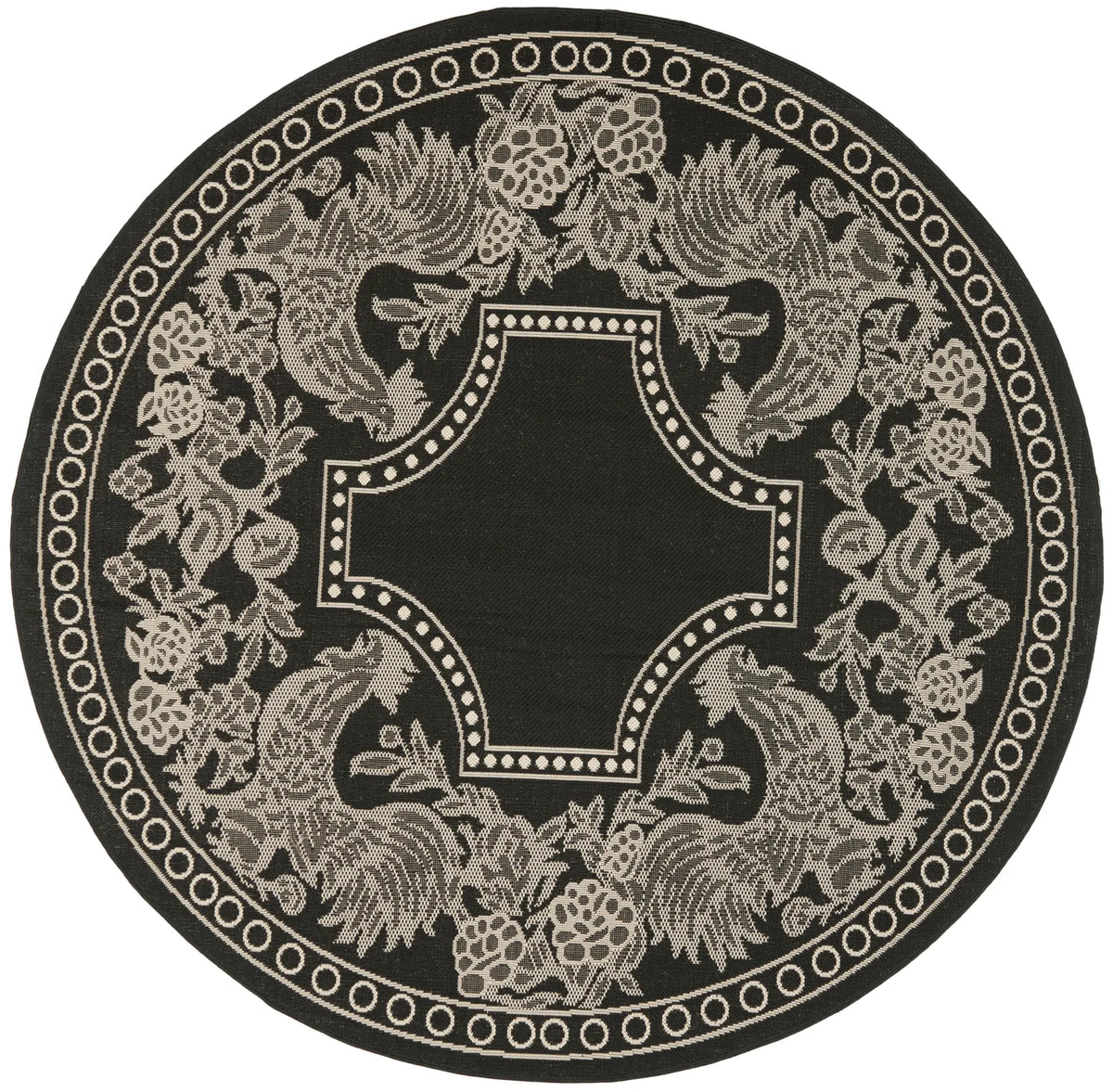 Safavieh Courtyard 6'-7" x 6'-7" Rug in Black / Sand