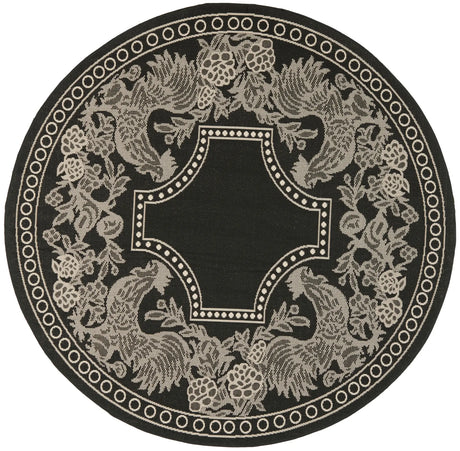 Safavieh Courtyard 6'-7" x 6'-7" Rug in Black / Sand
