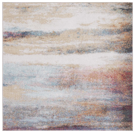 Safavieh Phoenix 500 6'-7" x 6'-7" Rug in Rust Blue / Ivory