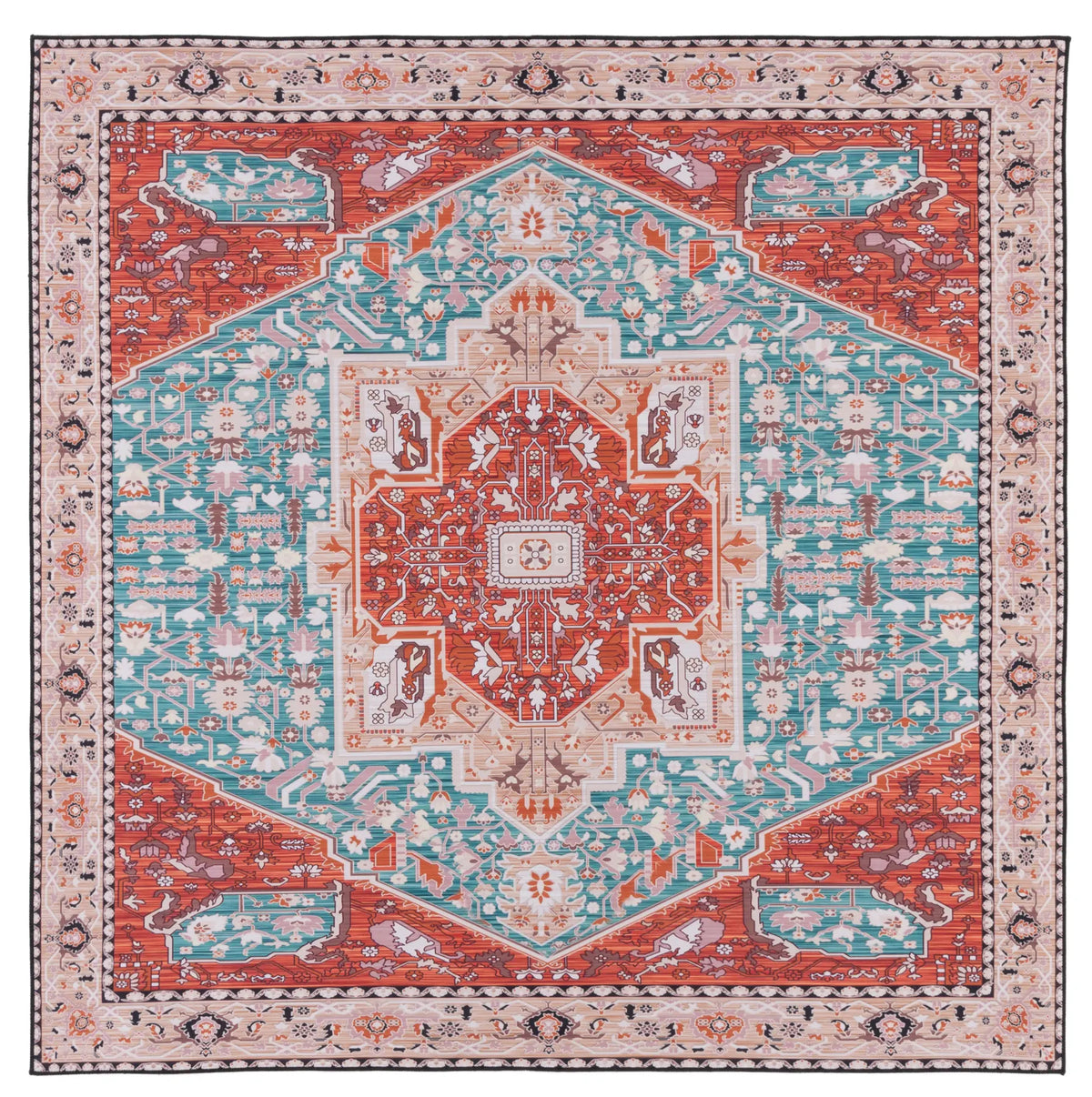 Safavieh Tucson 6'-0" x 6'-0" Rug in Aqua / Rust