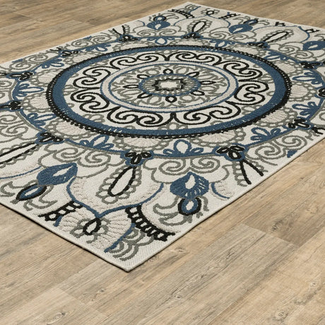 Oriental Weavers Torrey 072J1 Beige/ Blue Rug - angle detail
