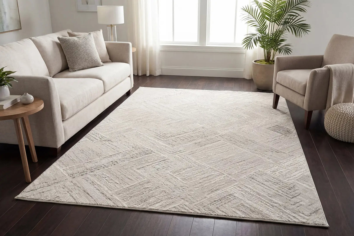 Dynamic Rugs Atlas 2575 Power Loomed Modern Grey/Ivory Rug - Room