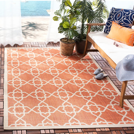 Safavieh Courtyard 4'-0" x 5'-7" Rug in Terracotta / Beige