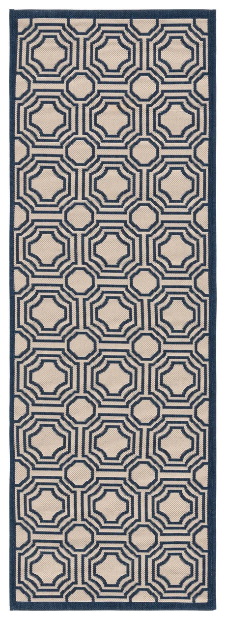 Safavieh Courtyard 2'-3" x 6'-7" Rug in Beige / Navy