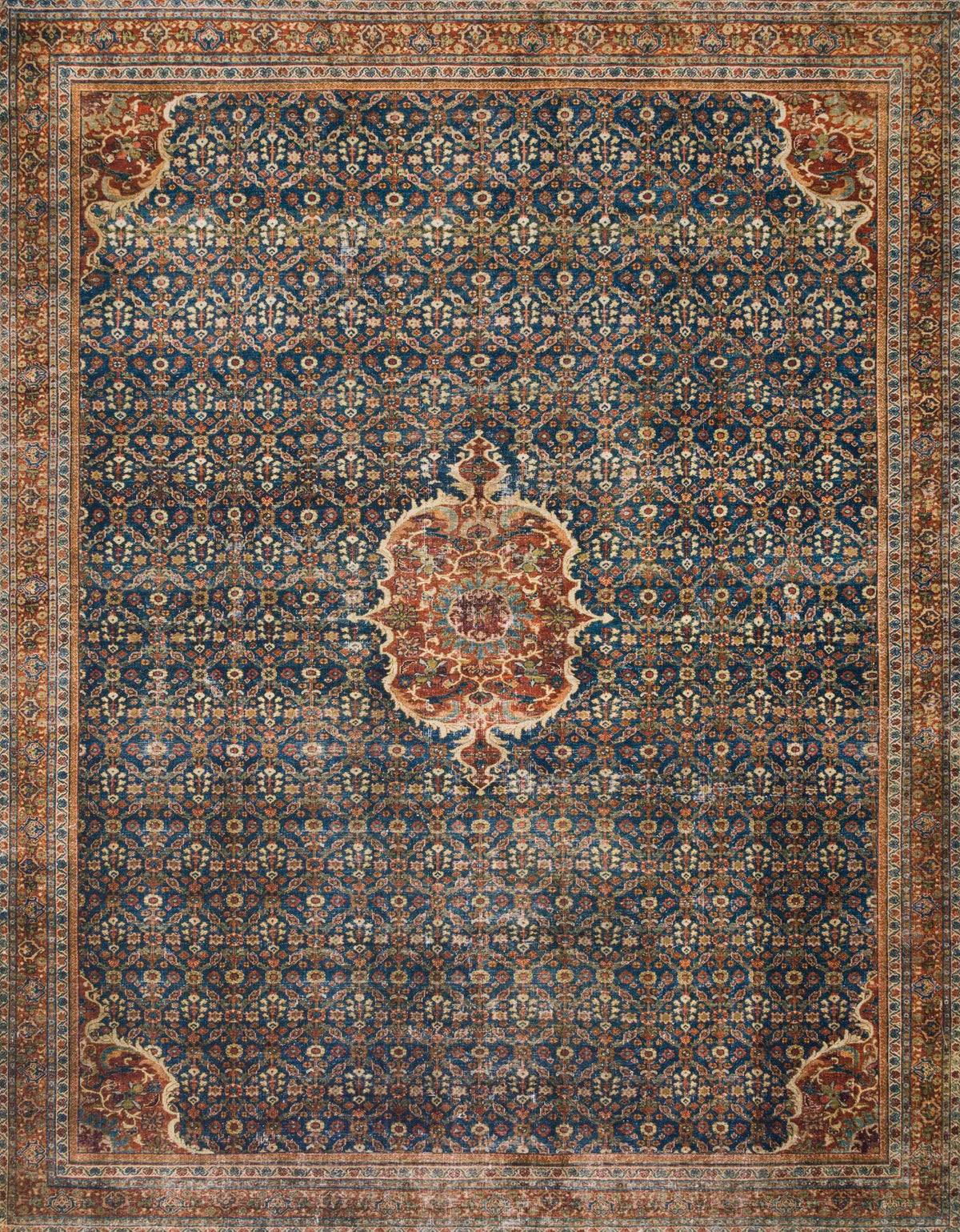 Loloi Layla Lay-09 Cobalt Blue / Spice Rugs - main flat