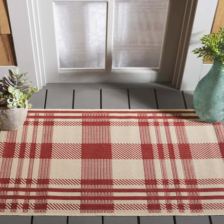 Safavieh Courtyard 2'-0" x 3'-7" Rug in Red / Bone
