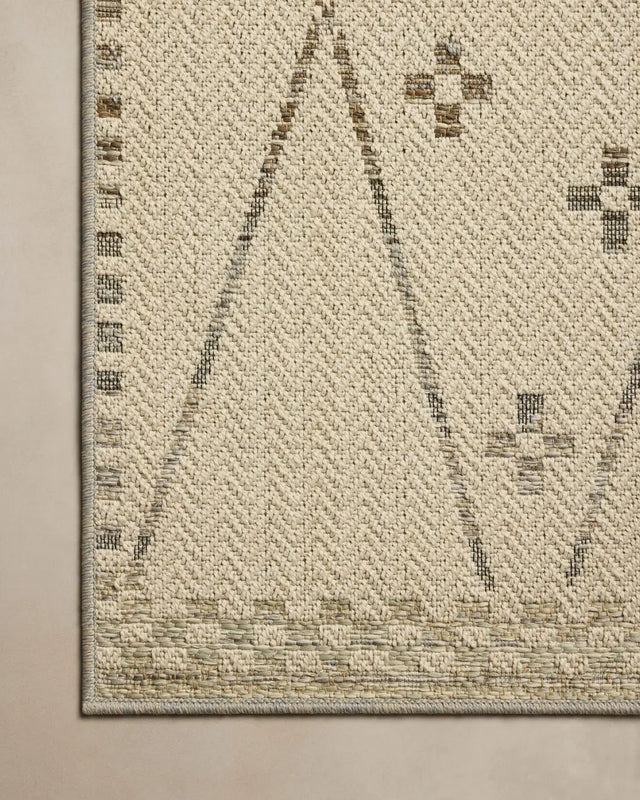 Loloi Saylor SAY-01 Ivory / Pebble Rug - corner on wood