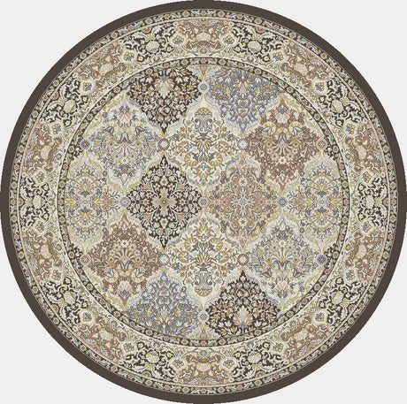 Dynamic Rugs Ancient Garden 57008 Brown/Blue Rug - Round