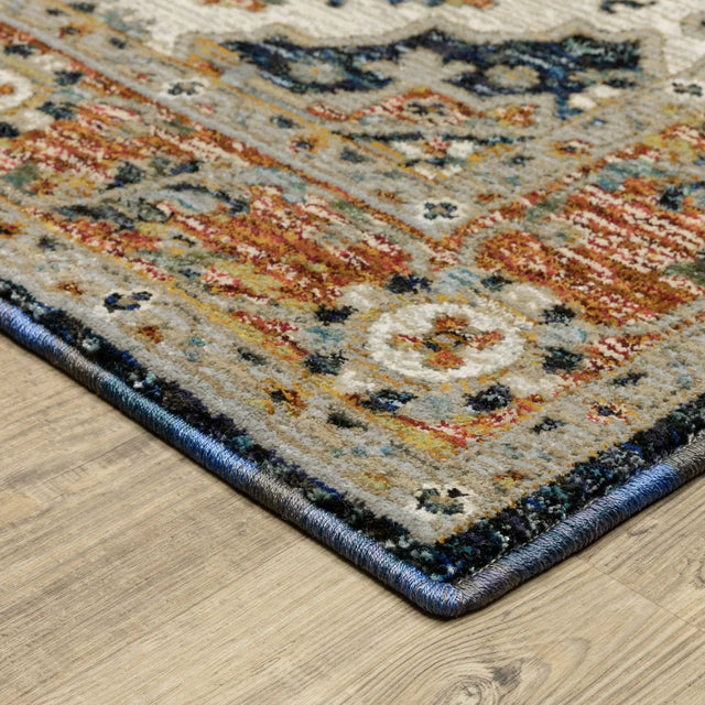 Oriental Weavers Sphinx Andorra 2281E Blue/ Orange Rug - corner detail