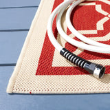Safavieh Courtyard 4'-0" x 5'-7" Rug in Red / Bone