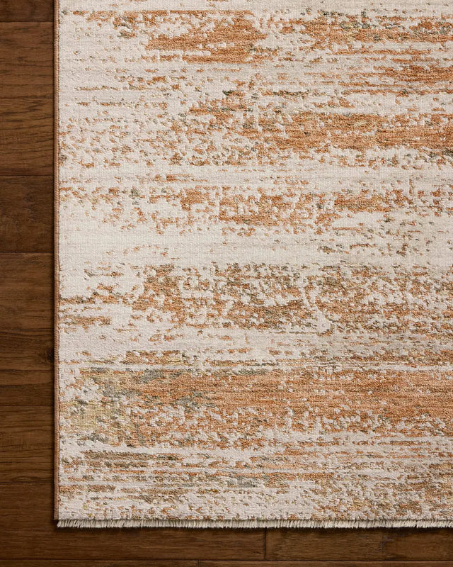 Loloi Nellie NEL-04 Copper / Pebble Rug - corner on wood