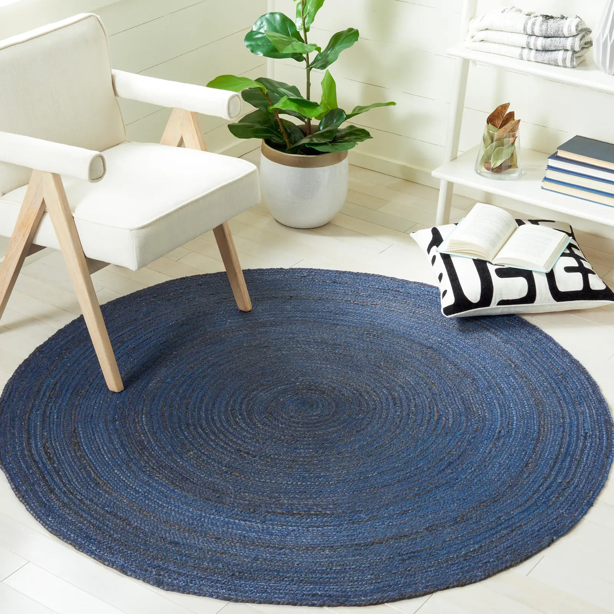 Safavieh Natural Fiber 5'-0" x 5'-0" Rug in Navy / Blue
