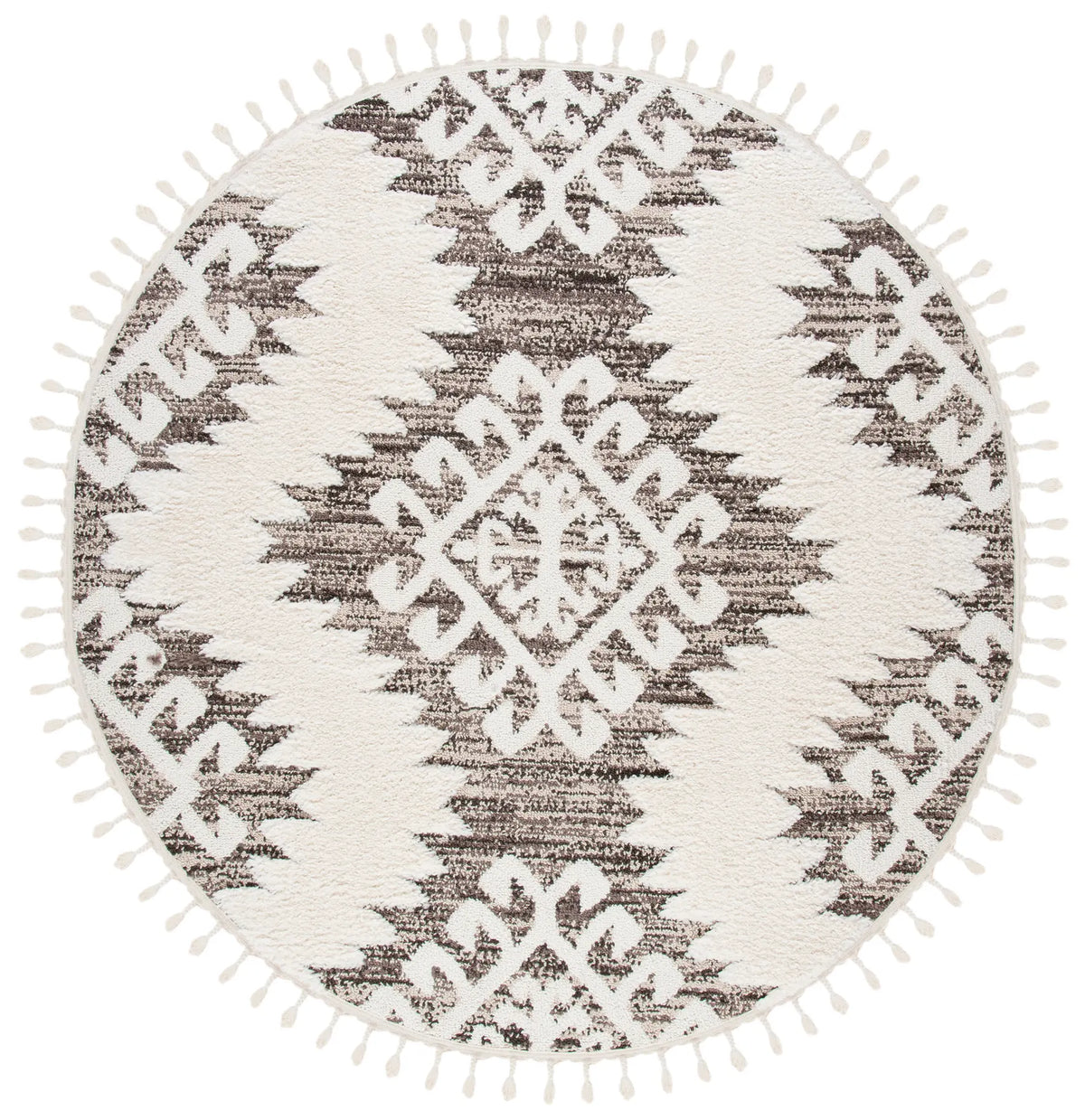 Safavieh Moroccan Tassel Shag 10'-0" x 10'-0" Rug in Ivory / Brown