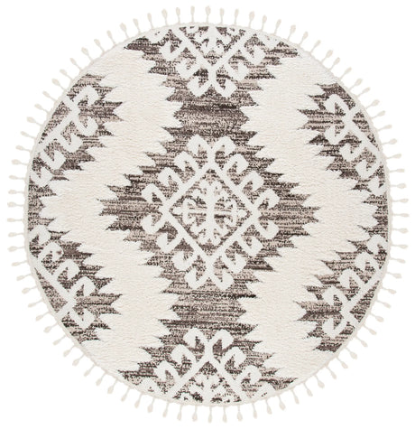 Safavieh Moroccan Tassel Shag 10'-0" x 10'-0" Rug in Ivory / Brown