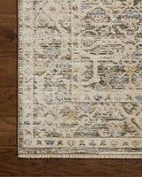 Loloi Clarisse CLS-08 Traditional Power Loomed Olive, Ivory Rug - corner on wood