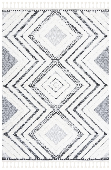 Safavieh Moroccan Tassel Shag 4'-0" x 6'-0" Rug in Ivory / Grey