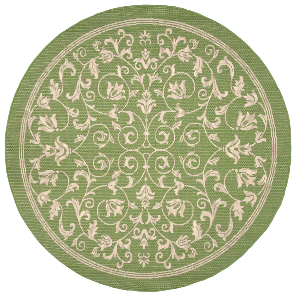 Safavieh Courtyard 6'-7" x 6'-7" Rug in Olive / Natural