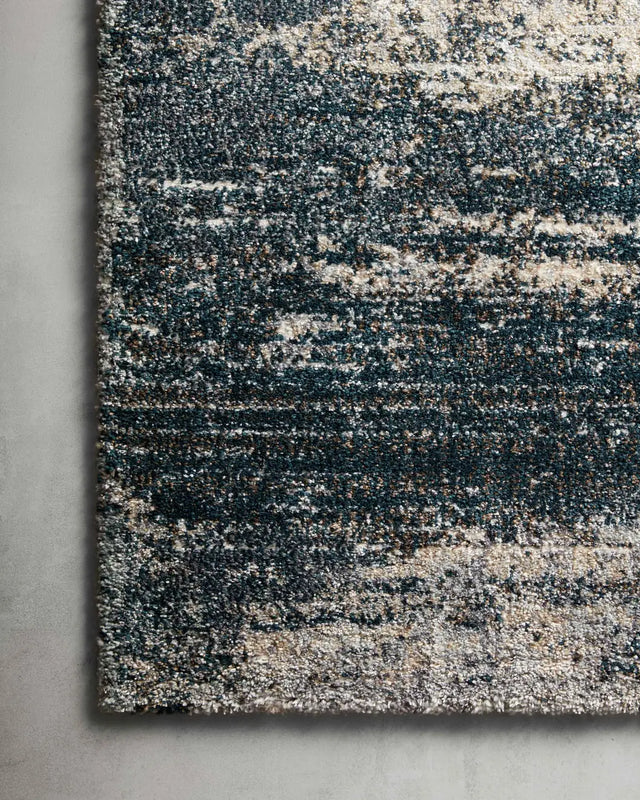 Loloi Augustus Ags-07 Navy/Stone Rugs - corner on wood