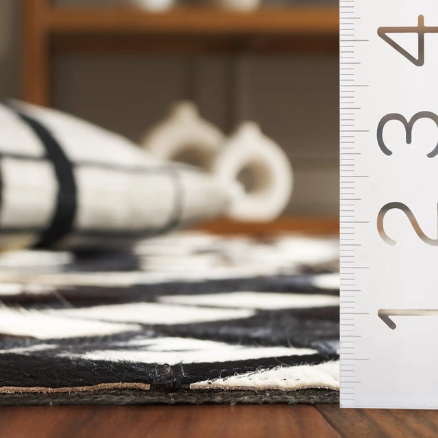 Safavieh Studio Leather 4'-0" x 6'-0" Rug in Black / Ivory