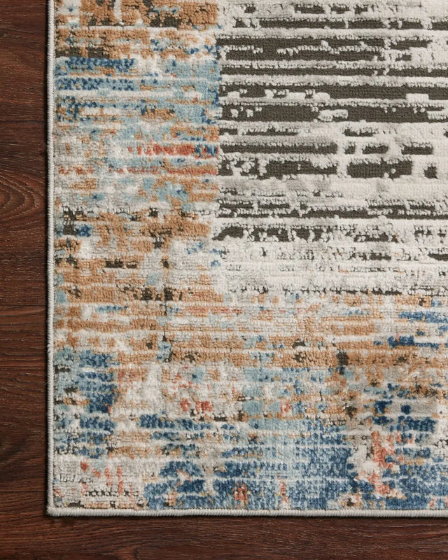 Loloi Bianca Bia-07 Ash/Multi Rugs - corner on wood