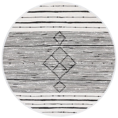 Safavieh Striped Kilim 6'-0" x 6'-0" Rug in Ivory / Black
