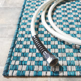 Safavieh Courtyard 4'-0" x 5'-7" Rug in Turquoise / Light Grey