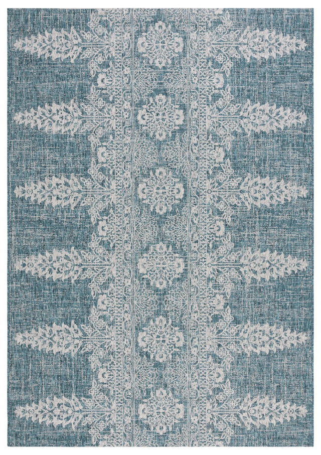 Safavieh Courtyard 6'-7" x 9'-6" Rug in Teal / Grey