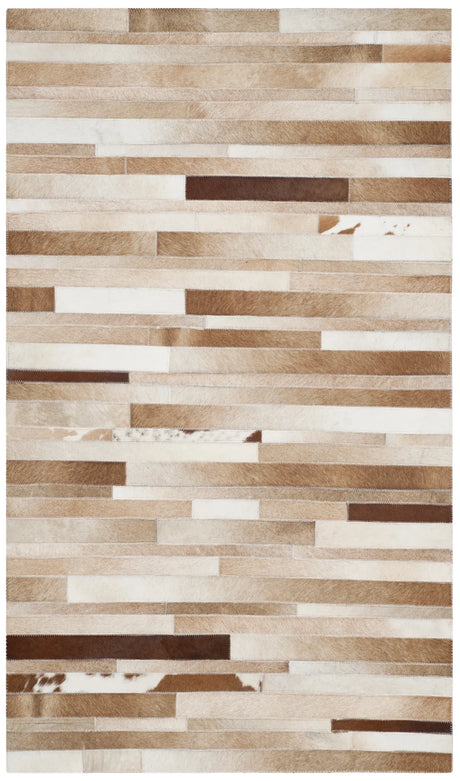 Safavieh Studio Leather 3'-0" x 5'-0" Rug in Tan / Ivory