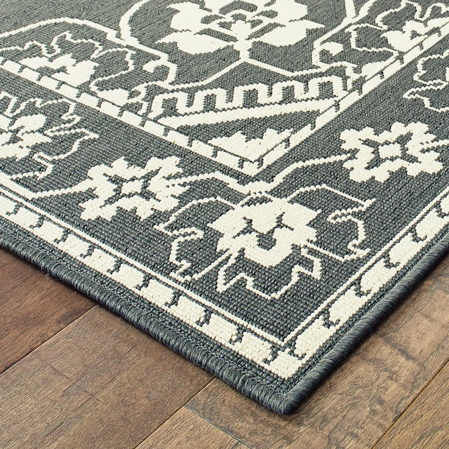 Oriental Weavers Sphinx Marina 7764E Grey / Ivory Rugs - corner detail