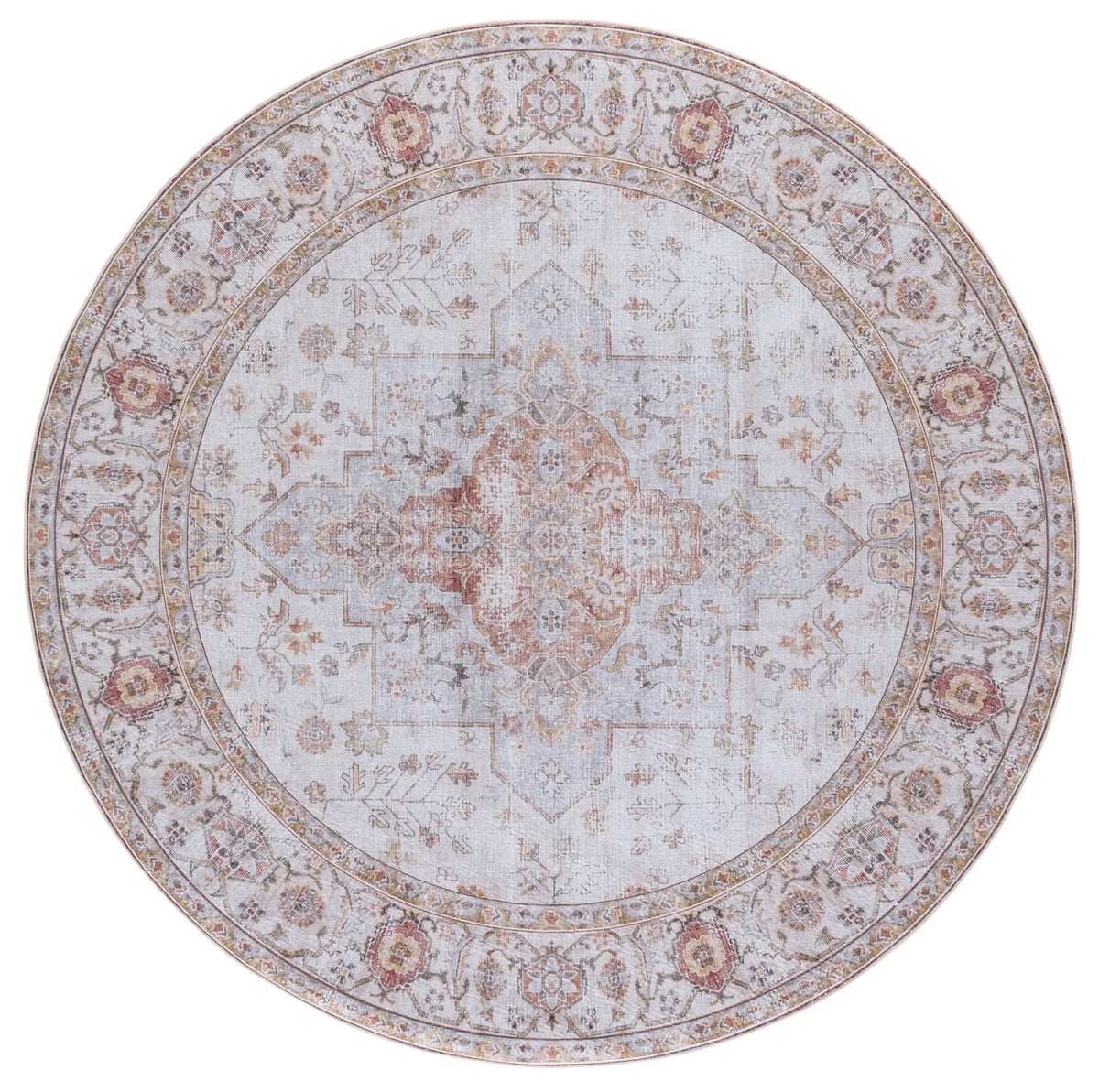Safavieh Tucson 5'-0" x 5'-0" Rug in Light Grey / Rust
