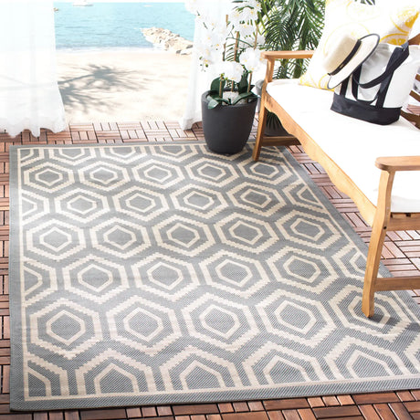 Safavieh Courtyard 5'-3" x 7'-7" Rug in Anthracite / Beige