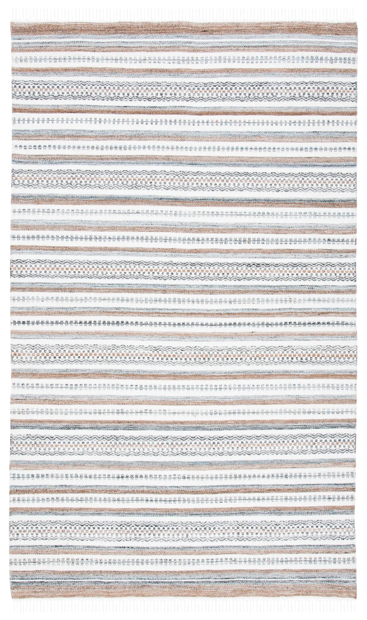 Safavieh Striped Kilim 4'-0" x 6'-0" Rug in Grey / Ivory