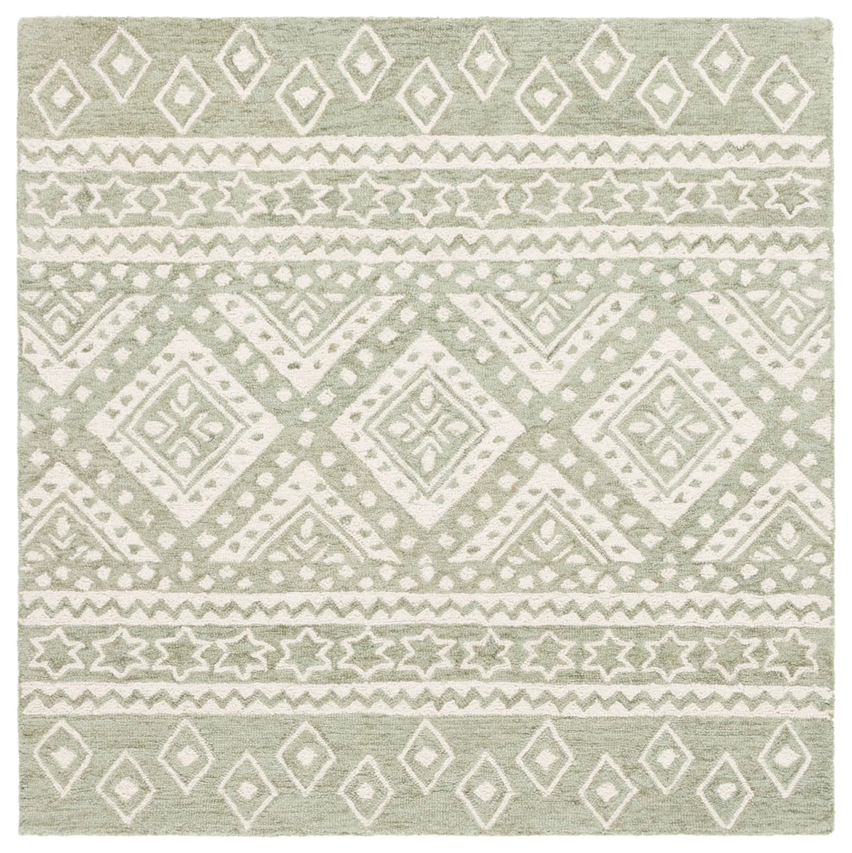 Safavieh Micro-Loop 5'-0" x 5'-0" Rug in Sage / Ivory