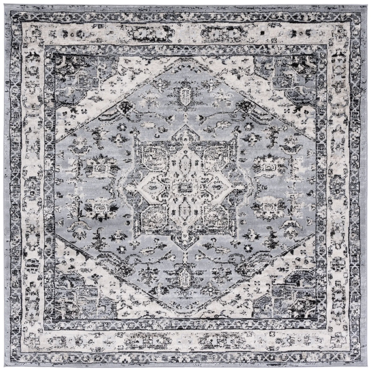 Safavieh Brentwood 6'-7" x 6'-7" Rug in Grey / Black