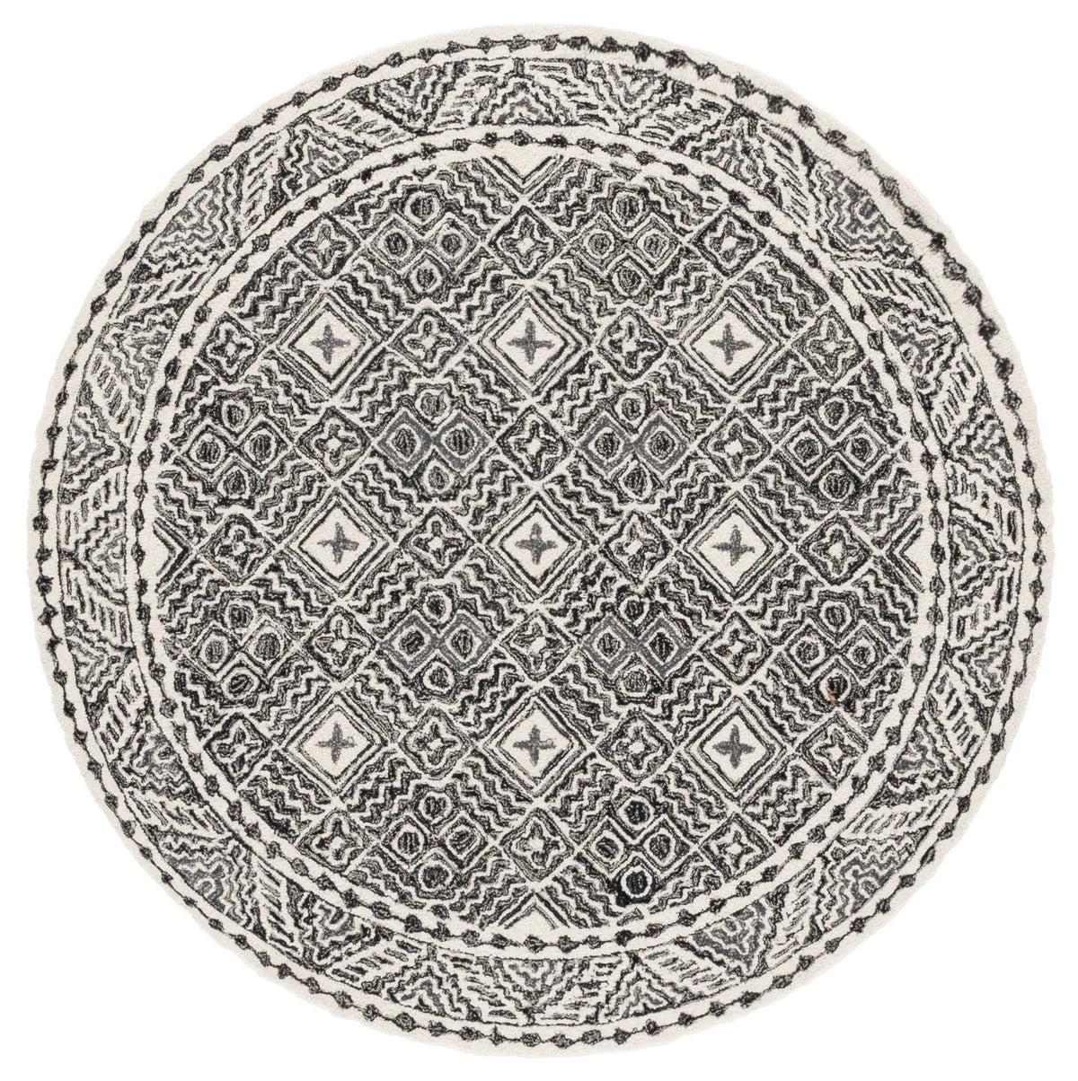 Safavieh Micro-Loop 5'-0" x 5'-0" Rug in Black / Ivory