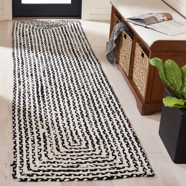 Safavieh Braided 2'-3" x 9'-0" Rug in Black / Ivory