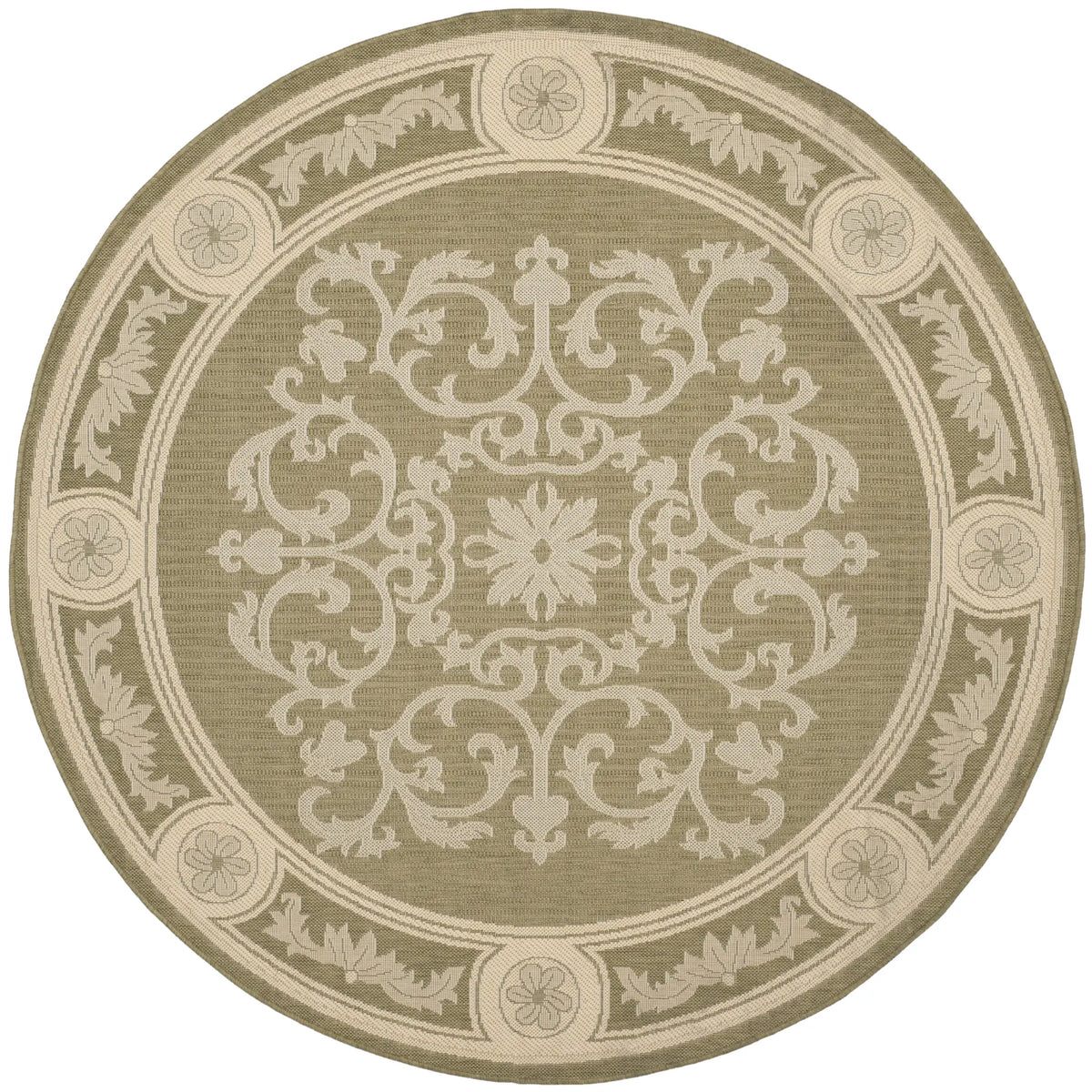 Safavieh Courtyard 6'-7" x 6'-7" Rug in Olive / Natural