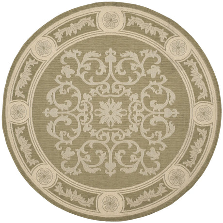 Safavieh Courtyard 6'-7" x 6'-7" Rug in Olive / Natural