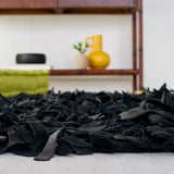 Safavieh Leather Shag 4'-0" x 6'-0" Rug in Black