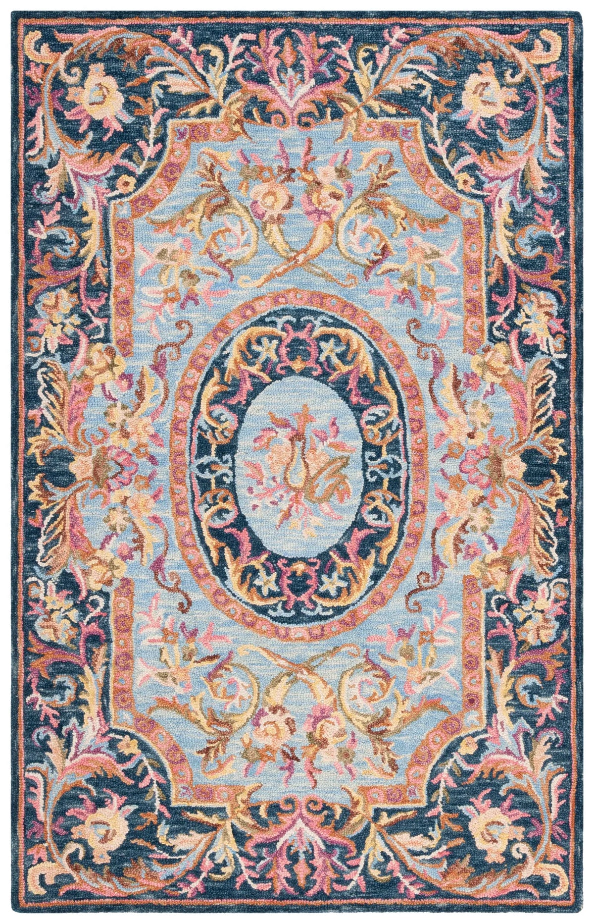 Safavieh Savonnerie 4'-0" x 6'-0" Rug in Navy / Pink