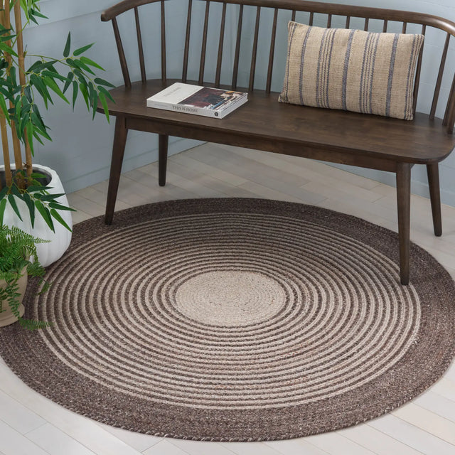 Safavieh Braided 5'-0" x 5'-0" Rug in Brown / Beige