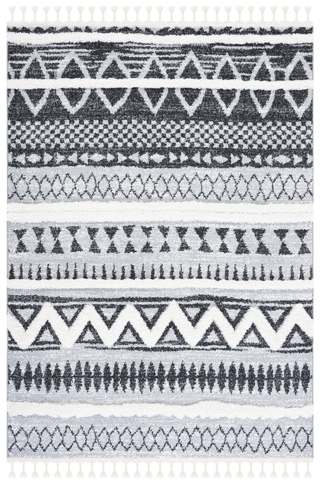 Safavieh Moroccan Tassel Shag 4'-0" x 6'-0" Rug in Grey / Black