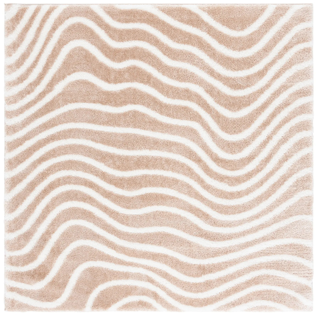 Safavieh Tahoe Shag 6'-7" x 6'-7" Rug in Gold / Ivory