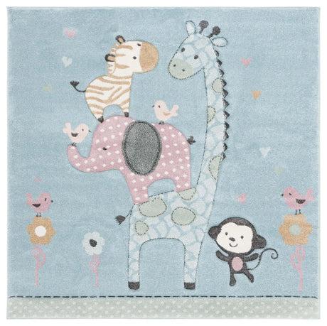 Safavieh Carousel Kids 100 5'-3" x 5'-3" Rug in Blue