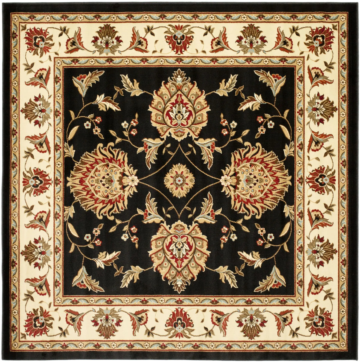 Safavieh Lyndhurst 6'-7" x 6'-7" Rug in Black / Ivory