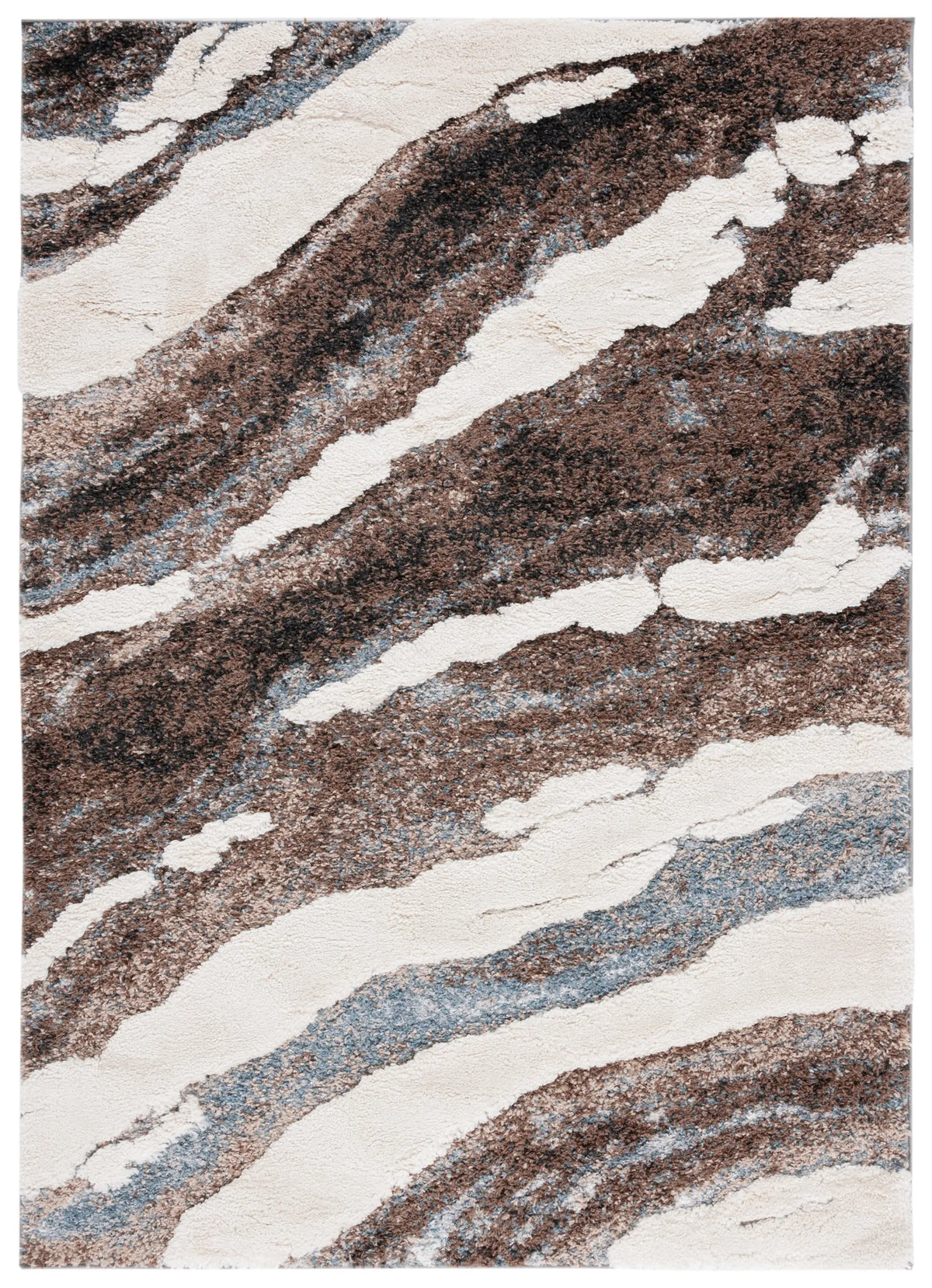 Safavieh Hi-Lo Shag 4'-0" x 6'-0" Rug in Brown / Beige Blue