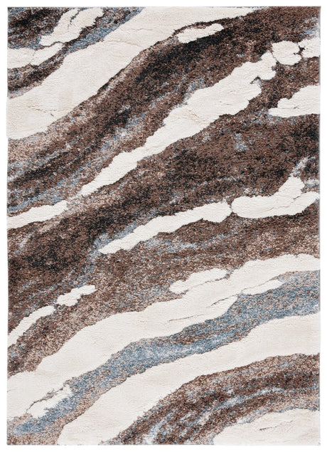 Safavieh Hi-Lo Shag 4'-0" x 6'-0" Rug in Brown / Beige Blue