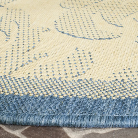 Safavieh Courtyard 6'-7" x 6'-7" Rug in Natural / Blue